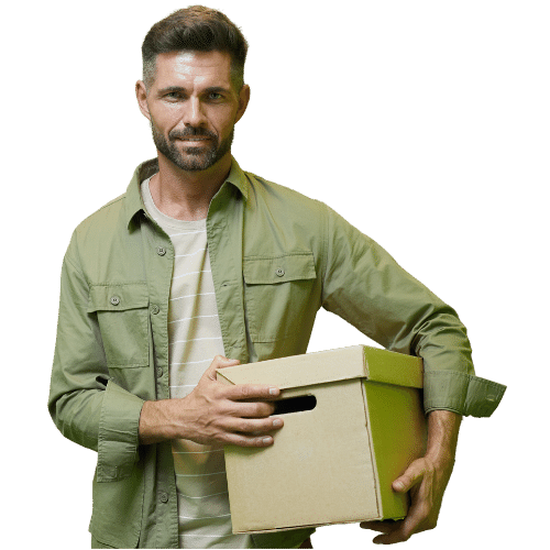 man holding box in self storage unit 2023 11 27 04 56 28 utc